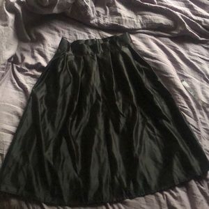 Satin black midi skirt